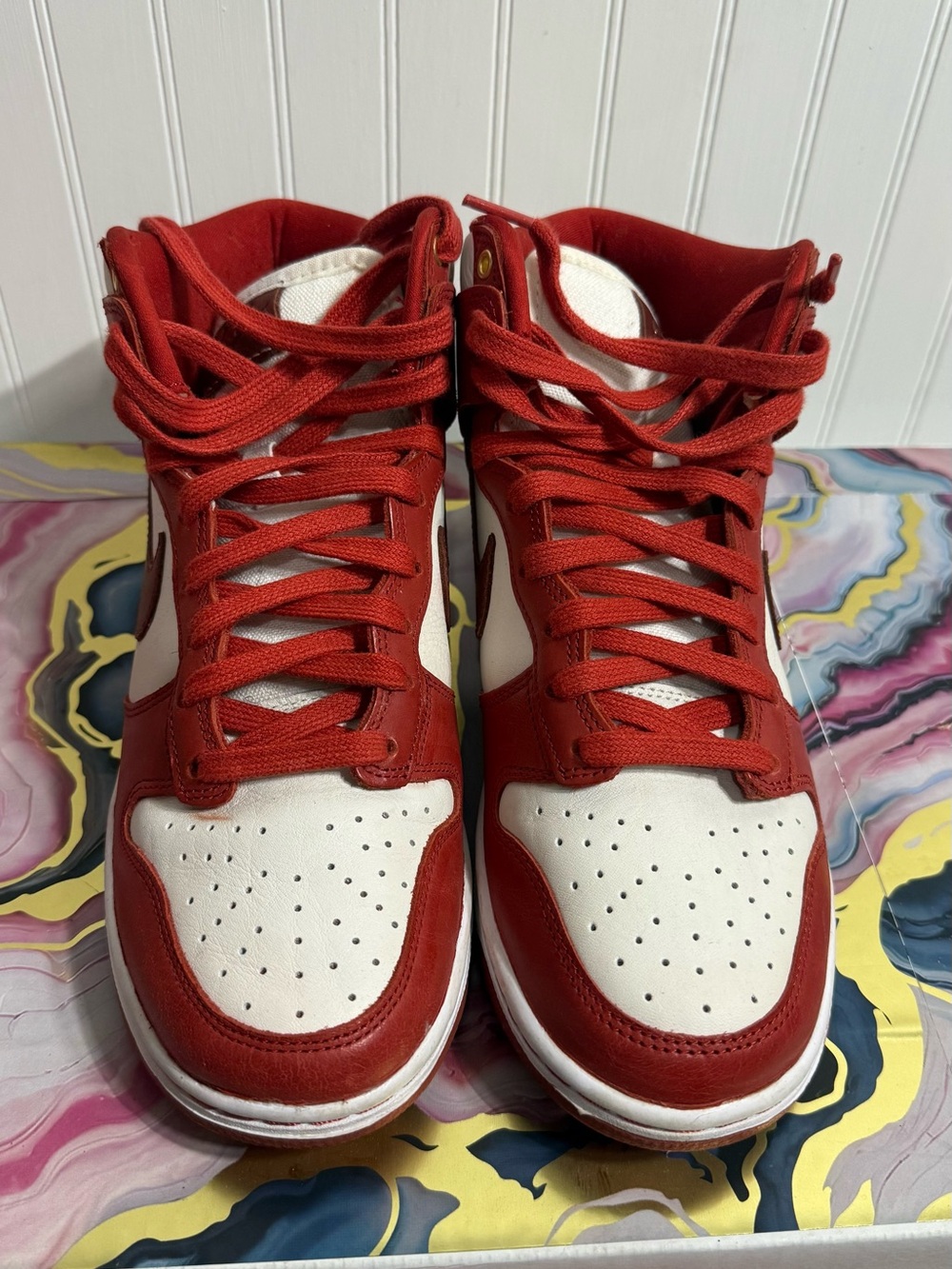 Nike Orange and White Women's High-Top Sneakers